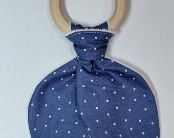 PLKC Cotton Bunny Teether - Blue Polka