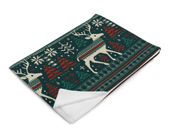 Reindeer Christmas Throw Blanket