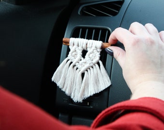Boho Macramé Car Vent Charm | Car Diffuser Clip | Handmade Natural Air Freshener