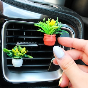 Mini clip pour évent de voiture pour plante d&#39;intérieur bohème | Mini plante d&#39;intérieur de charme | Décoration intérieure de voiture | Cadeau pour amoureux des plantes