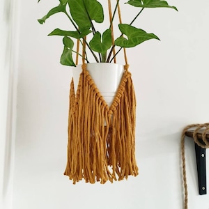 Mustard Yellow Macramé Plant Hanger | Boho Wall Decor | Plant Lover Gift