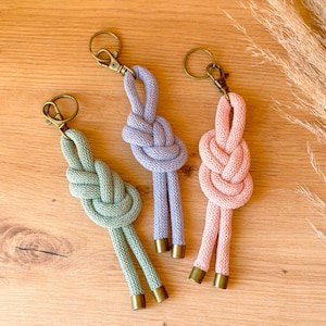 Macrame Knot Keyring | Pastel Macrame Boho Keychain, Handmade Gift, Key Decor, Bag Charm