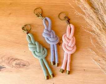 Macrame Knot Keyring | Pastel Macrame Boho Keychain, Handmade Gift, Key Decor, Bag Charm