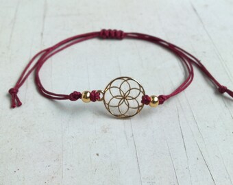 Macramé Armband Flower of Life, Mandala, Aanpasbaar, Talisman, Lucky Charm