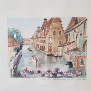 Watercolor Bruges, Belgium, Saint John&#39;s Hospital, original watercolor
