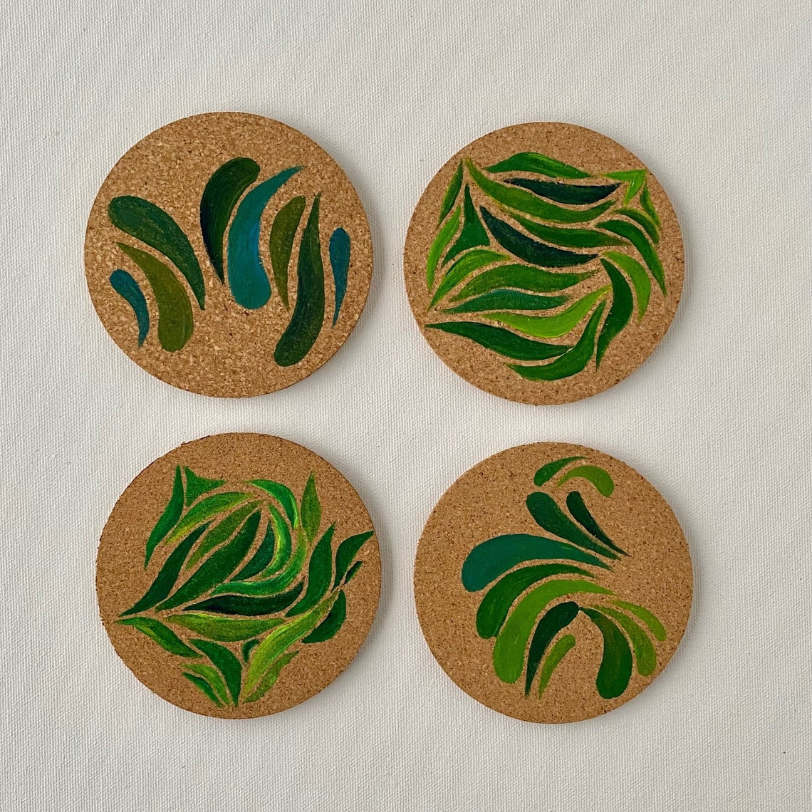 Hand Painted Coasters Set of Four Etsy