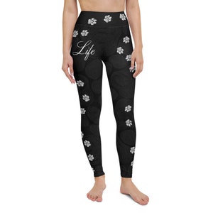 Dog Lover Pawprint Yoga Leggings -Dog Cute Yoga Workout leggings -Dog lover workout pants -Cute Paw Workout Tights -Dog Lover Women Leggings