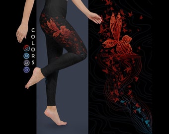 Mumei Butterfly Yoga Leggings - Anime Workout Tights - Butterfly Patterned Yoga Pants - Kotetsujou no Kabaneri - Fairy Yoga Tights