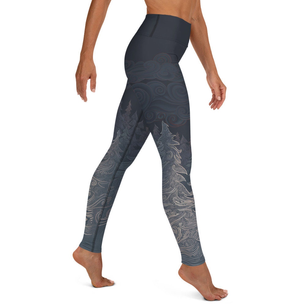 Forest Night Yoga Leggings Workout Tights Patterned Yoga Pants Nature