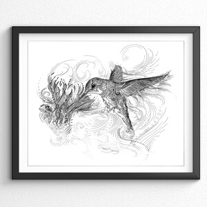 Hummingbird Fine Art Print UNFRAMED - Hummingbird Wall Art - Bird Wall Décor - Animal Wall Art - Bird Print