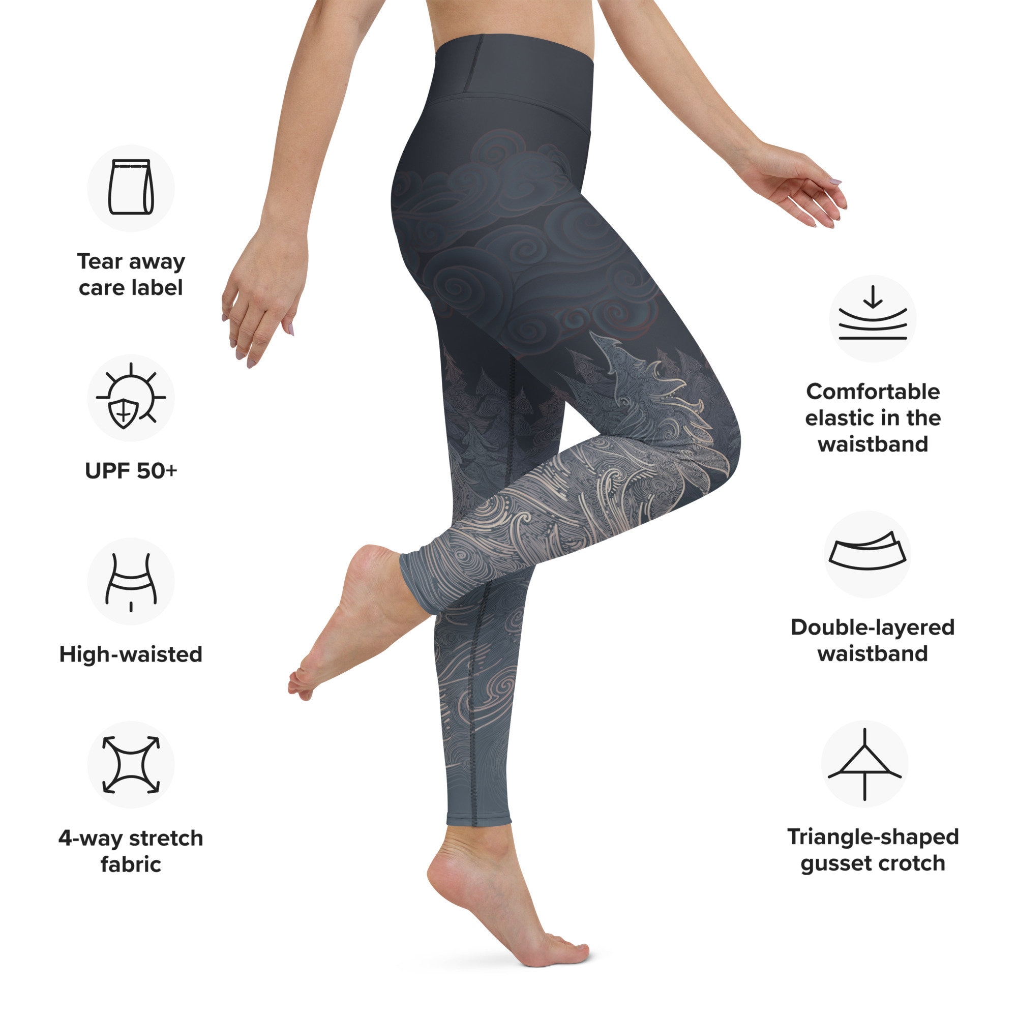 Forest Night Yoga Leggings Workout Tights Patterned Yoga Pants Nature