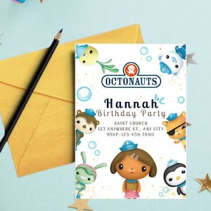 Invitation d&#39;anniversaire numérique Octonauts Dashi | Octonautes invite | Dashi E-invitation | Invitation numérique | Invitation de carte | Anniversaire de fille