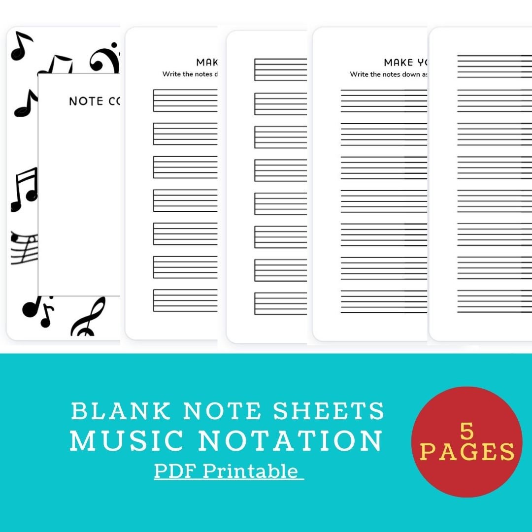 Music Notation Sheets for KIDS | Blank WIDE Note, 2 Types, Staff Note ...