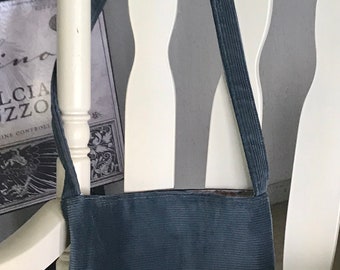 Slate Blue Corduroy Crossbody Bag