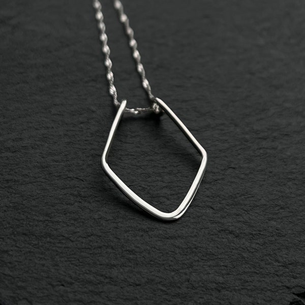 Collier géométrique porte-bague 100 % argent sterling véritable, collier bague, cadeau collier porte-bague