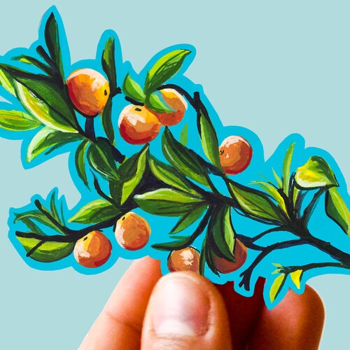 Orange Branch Vinyl Sticker Fruit Sticker Cute Laptop Etsy