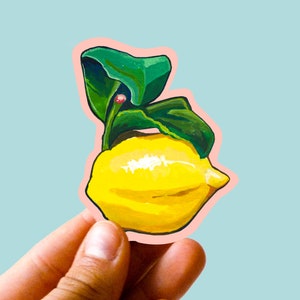 Zitrone Aquarell Vinyl Aufkleber | Obst-Aufkleber | Niedliche Laptop Aufkleber | Wasserflasche Aufkleber | Wasserfester Vinyl-Aufkleber | Süßer Obst Sticker