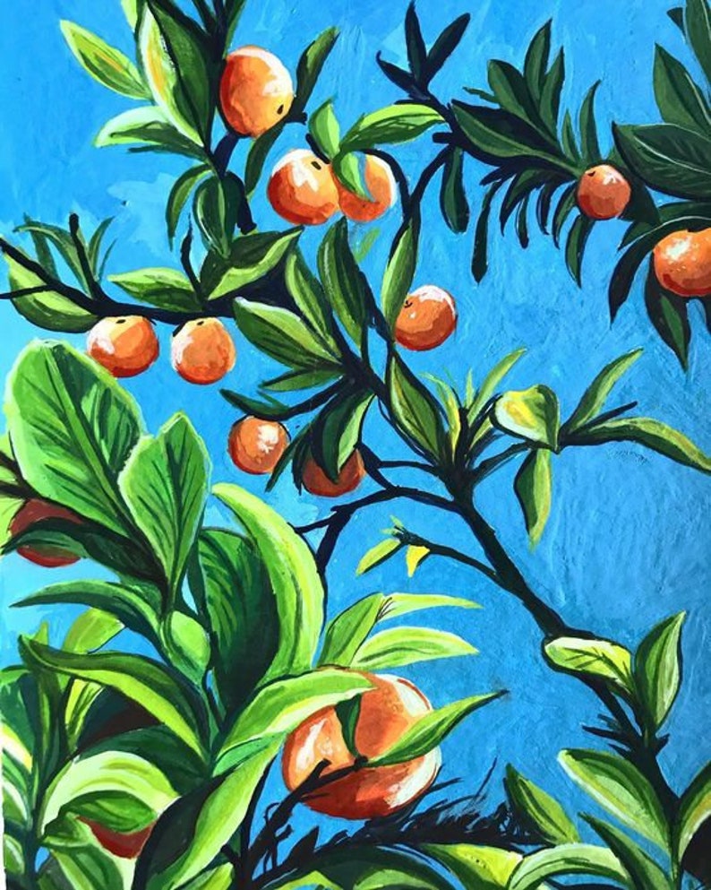 Oranges Watercolor Painting Print Fine Art Print Kitchen Wall Art
