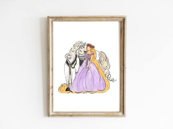 Rapunzel and Maximus Tangled Art Print, Disney Horse Inspired Watercolor  Painting, Rapunzel Tangled Decor Wall Art, Rapunzel Artwork Print 