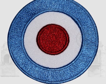Embroidered Scooter Patch with Part Union Jack and Target with Vespa Logo