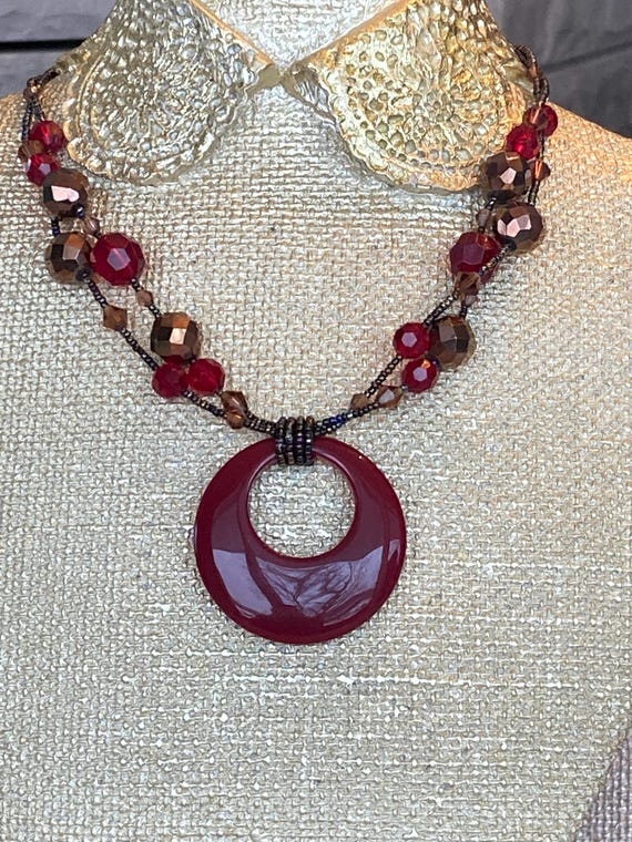 Pretty Red Statement Necklace - image 1