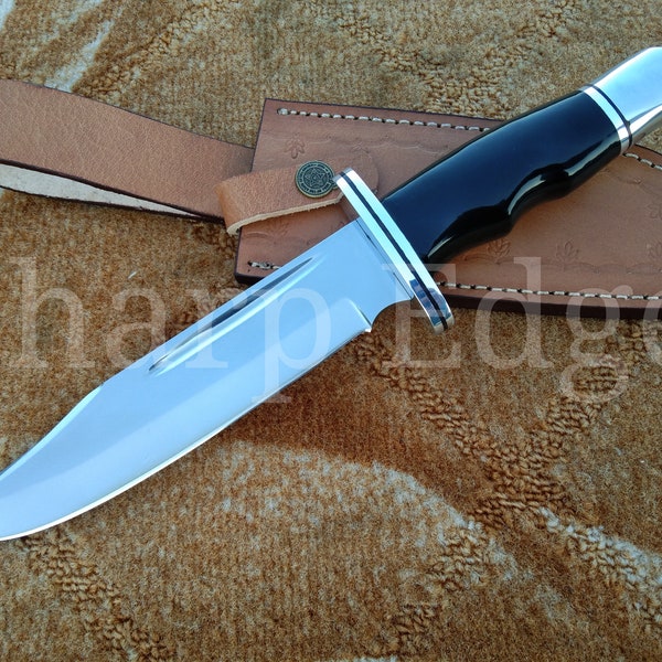 Handmade Buck Knife, Stainless Steel knife, Mirror Polish Knife, Anniversary Gift, Best In Hunting, Razor Sharp Edge Knives, Leather Sheath