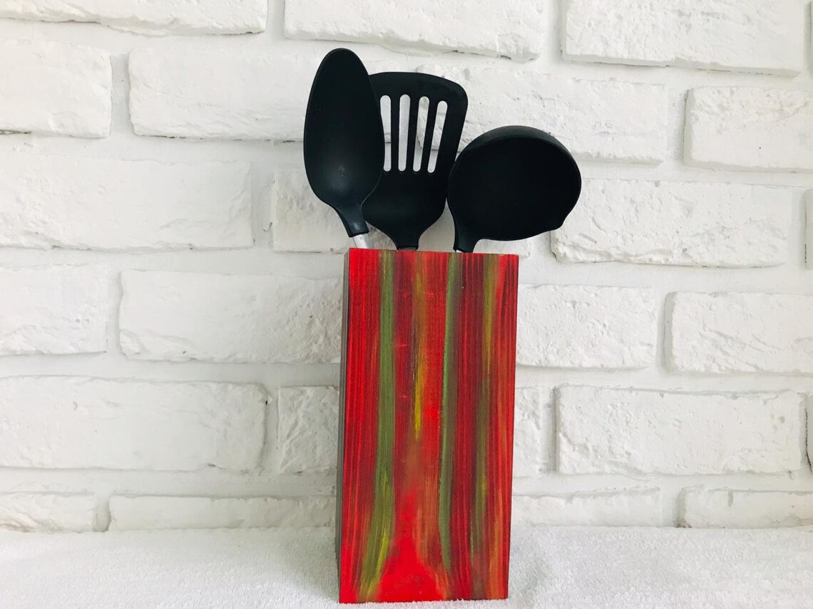 Handmade Wooden Cutlery Stand Kitchen Organizer Etsy