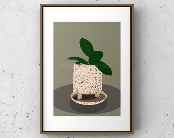 Ficus Elastica: Digital Giclee Botanical Art Print