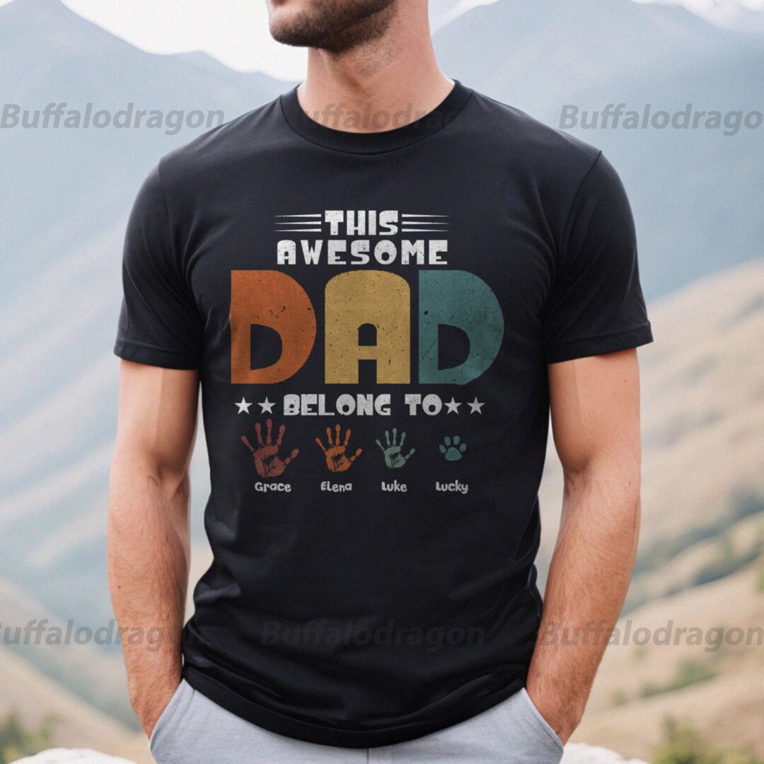 Fathers Day This Awesome Dad Belongs to Shirt Personalized - Etsy