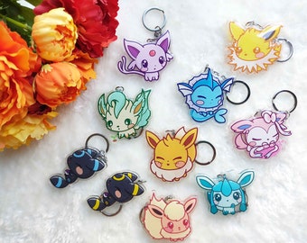 Keychain - Eeveelutions - Eevee - Umbreon - Espeon - Vaporeon - Glaceon - Leafeon