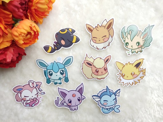 Cute Eeveelution Sticker Set Eevee Flareon Jolteon 