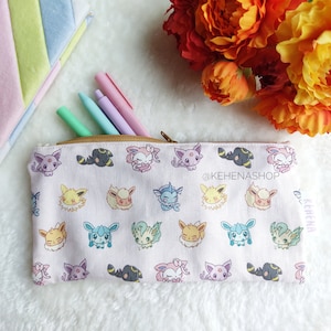 Eeveelutions Pencil Case - Makeup Bag | Eevee - Vaporeon - Flareon - Jolteon - Umbreon - Espeon - Leafeon - Glaceon - Sylveon