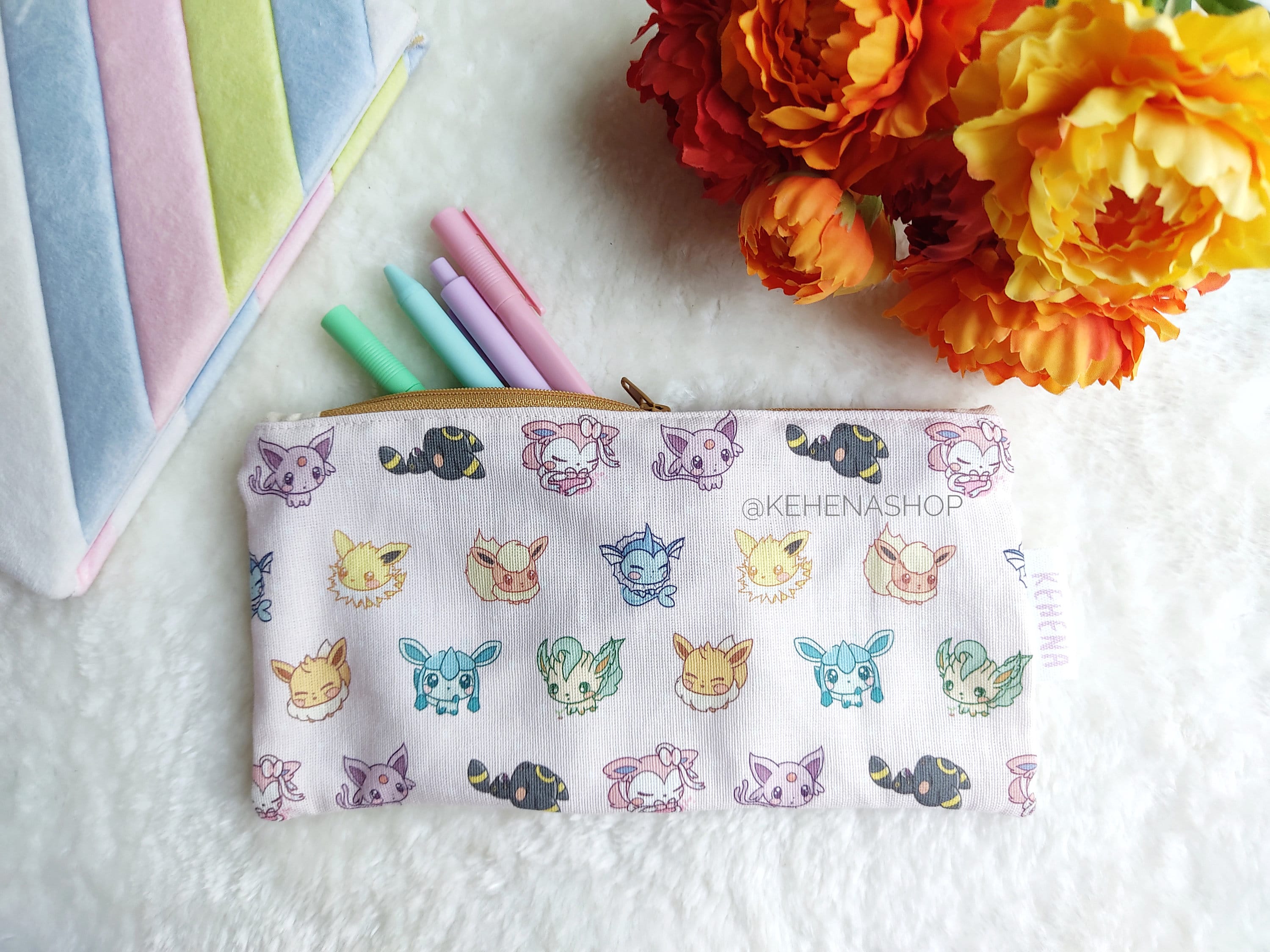 Eeveelutions Pencil Case Makeup Bag Eevee Vaporeon Flareon  Jolteon Umbreon Espeon Leafeon Glaceon Sylveon