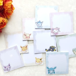 Eeveelutions Handmade Memopad | Eevee, Vaporeon, Jolteon, Flareon, Umbreon, Espeon, Glaceon, Leafeon, Sylveon
