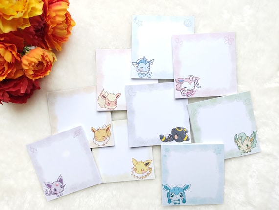 Eeveelutions Memopad Handmade | Eevee, Vaporeon, Jolteon, Flareon, Umbreon, Espeon, Glaceon, Leafeon, Sylveon