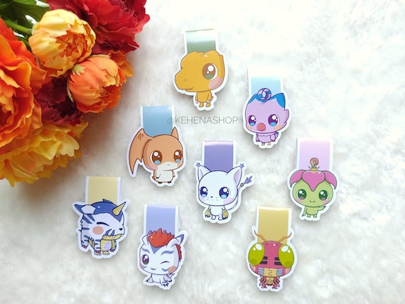 Marcapáginas Digimon | Patamon, Gatomon, Piyomon, Gomamon, Gabumon, Agumon, Palmon, Tentomon, Digivice