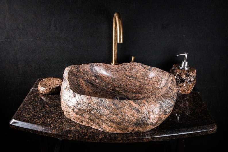 Stone washbasin. Natural stone washbasin. Stone sink. Water Etsy