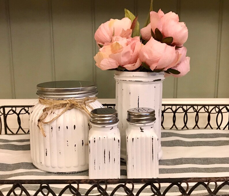 Chalk Paint Containers Shabby Chic Canister Set Rustic Etsy