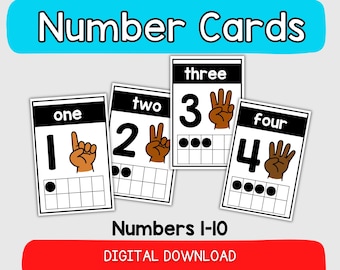 Tarjetas numéricas de tonos de piel