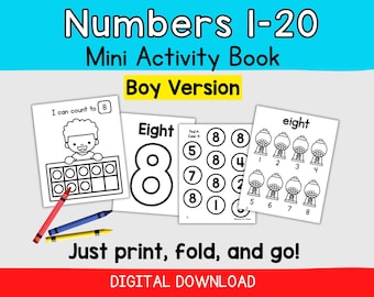 Minilibro de actividades de los números del 1 al 20 (versión para niños)