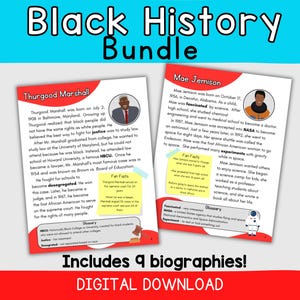 Black History Biographies: Kids Activities & Passages (Digital Prints)