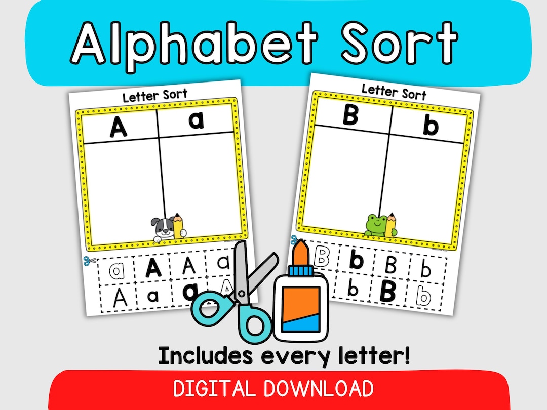 Alphabet Cut and Paste Sort: Uppercase and Lowercase - Etsy