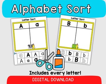 Alphabet Cut and Paste Sort: Uppercase and Lowercase