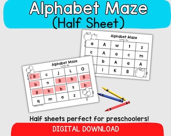 Laberinto del alfabeto (media hoja)