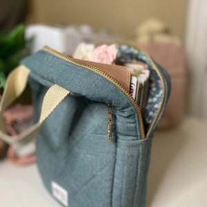 Quilted Bible Bag Teal Green Canvas