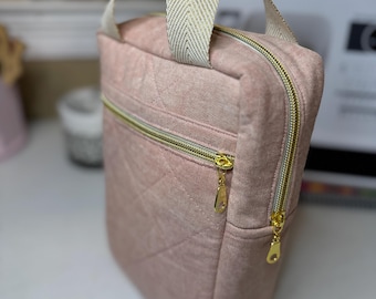 Quilted Bible Bag Washed Blush Pink