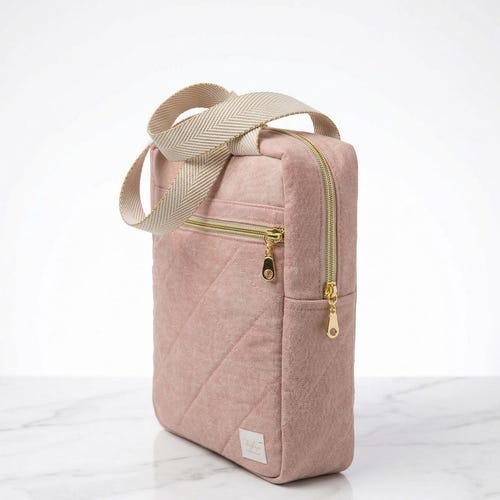 Blush Pink Quilted Bible Bag, Handmade Bible Carrying Case, Bible Cover with Pockets, Christian Gift, Optional D-Rings