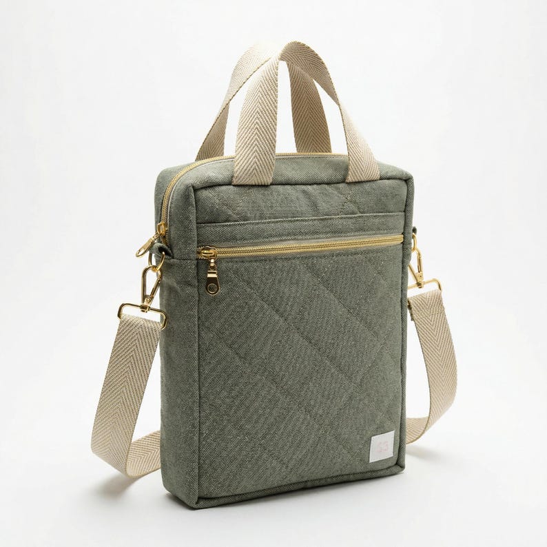 Bolsa bíblica acolchada de lona verde oliva imagen 1