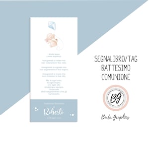 Segnaposto, segnalibro, tag, battesimo, comunione, aquilone