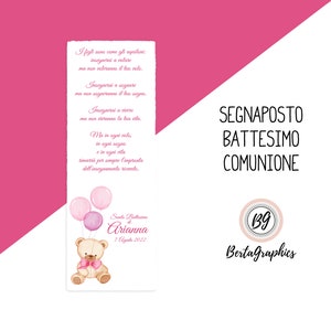 Orsetto con palloncino, segnaposto battesimo, comunione